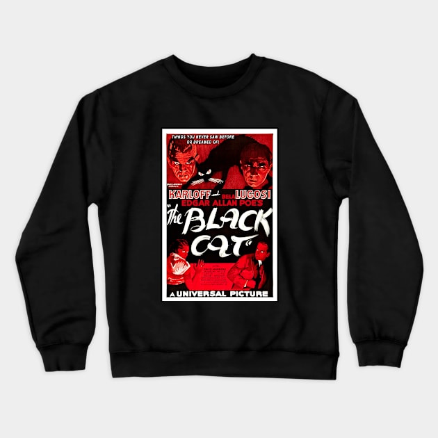 The Black Cat Crewneck Sweatshirt by RockettGraph1cs